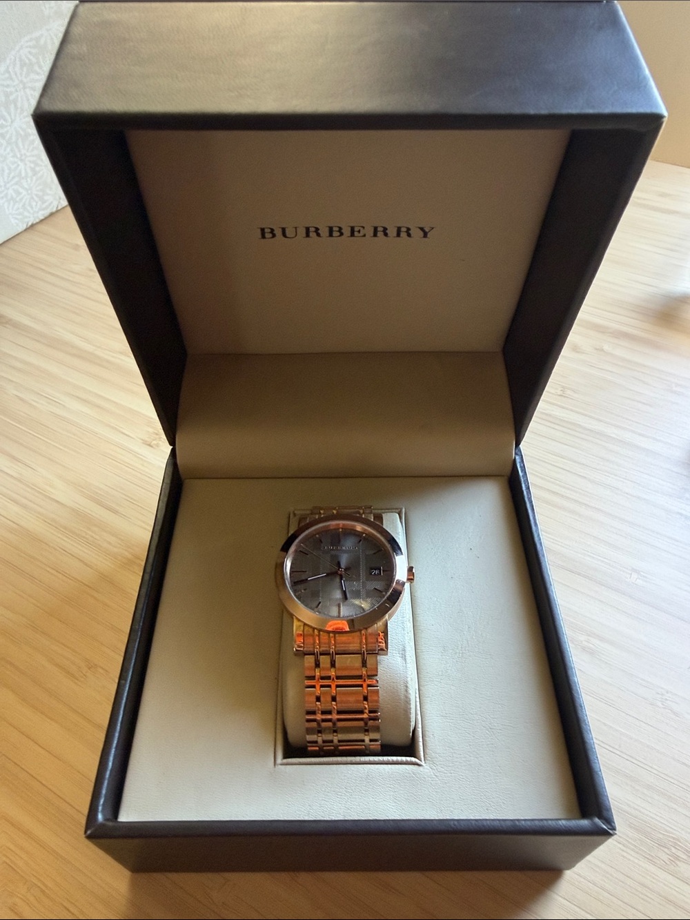 Burberry BU1861 Classic Nova Check Rose Gold Watch 38mm w/ Box